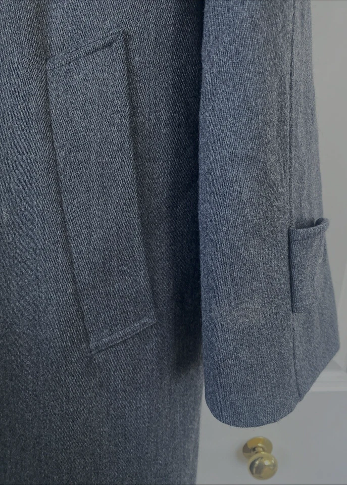 Vtg 1960s Gray Virgin Wool Gaberdine Trench Coat Mens Sz 42S Overcoat - Image 4 of 4