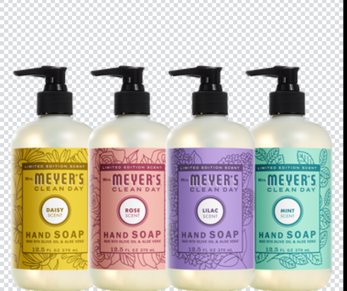 LOT of 4 Mrs Meyers 12.5 oz Liquid Hand Soap in Rose Lilac Daisy Mum Mint Scents  