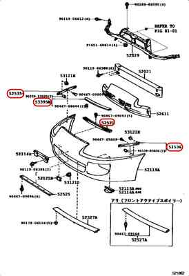 Toyota Genuine JZA80 Supra 93-98 Front Bumper Center & Side