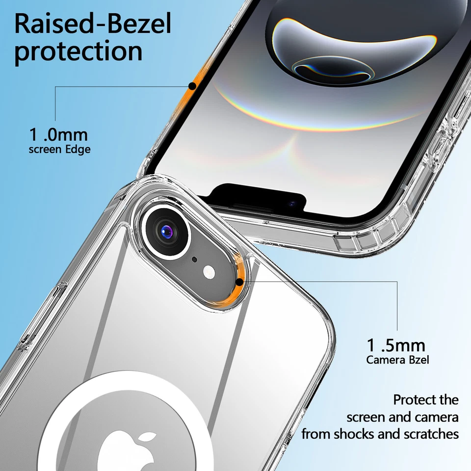 For Apple iPhone 16e 2025 MagSafe Case Clear Shockproof Magnetic Bumper Cover - Image 2 of 4