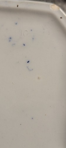 Antico portasapone blu flusso con inserto colino 3 pezzi metà 1800  - Foto 7 di 11