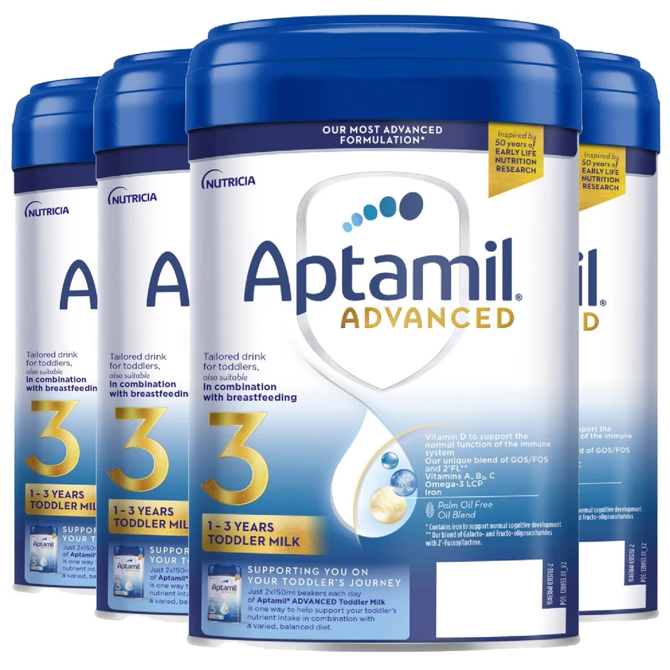 4 x 800g Aptamil Advanced 3 Toddler Milk Powder Suitable For Ages 1-3 Formula - Image 2 of 4