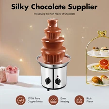 Chocolate Fountain Machine,4 Tier Stainless Luxury Cater Cheese Cascading Fondue