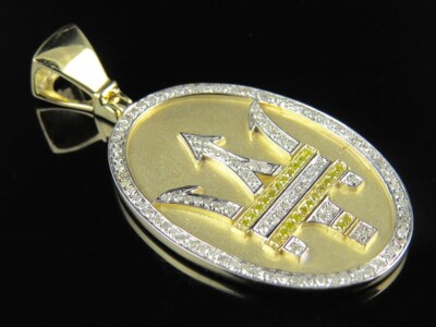 1 CT Round Cut Moissanite Trident Maserati Canary Pendant 14K Yellow Gold Plated