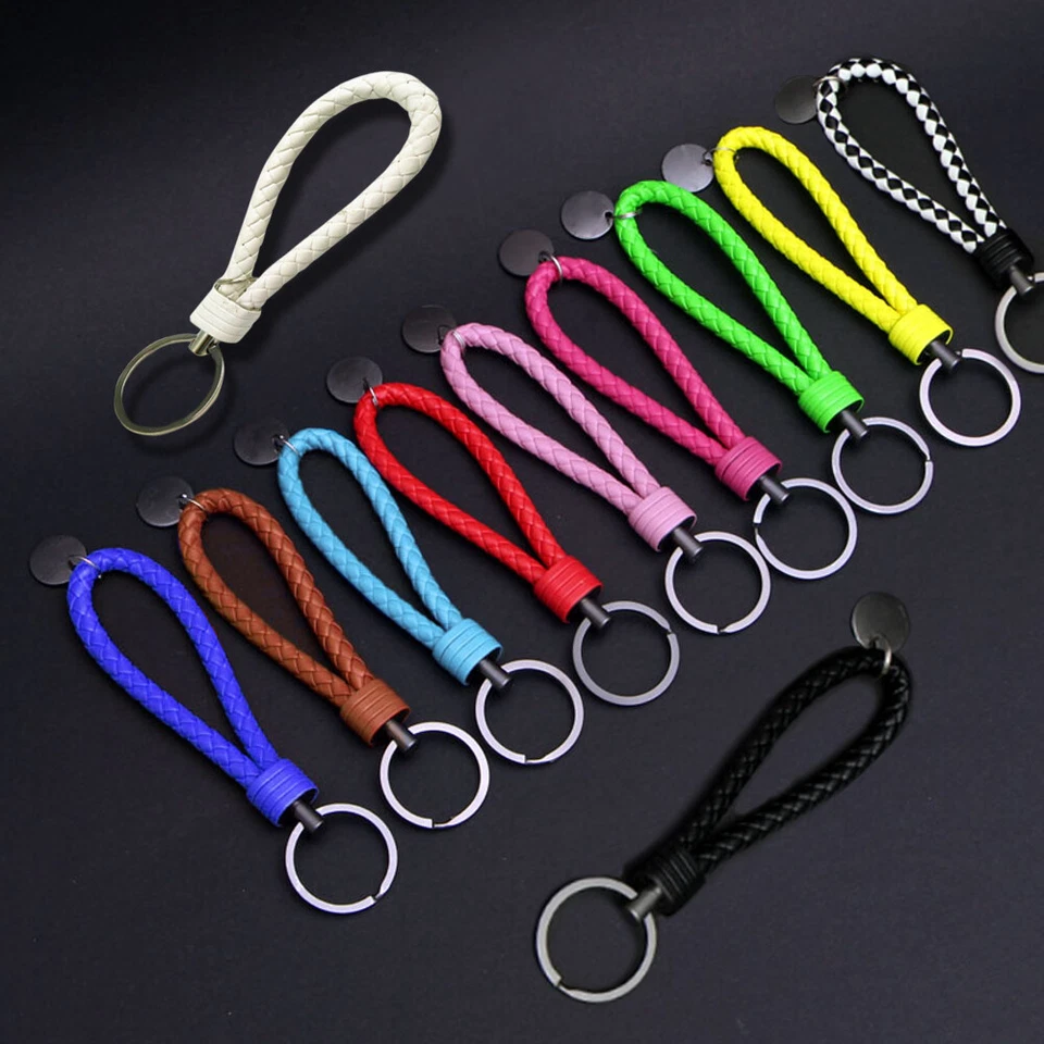 1pc Leather Rope Strap Weave Keyring Key Chain Ring Key Fob Colorful Keychain - Image 3 of 4