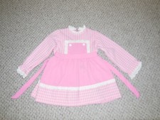 Vtg 70s Girls Dress Pink Gingham Checkered Girly