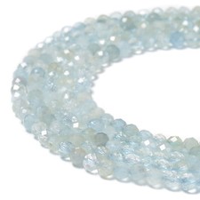 Natural Translucent Aquamarine Faceted Round Beads Size 2mm 3mm 4mm 15.5'' Strd