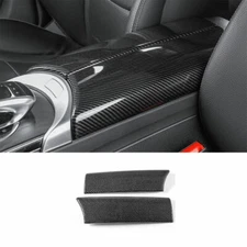 ABS Carbon Fiber Central Console Storage Box Cover Trim For Benz C-Class 2015-21