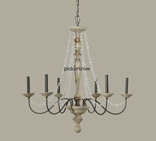 Pottery Barn Amelia Wood Bead Chandelier In Box For Sale Online
