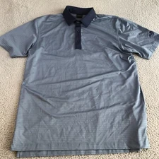 Dunning Golf Shirt Men's Large Gray Striped Short Sleeve Polo Collared Logo