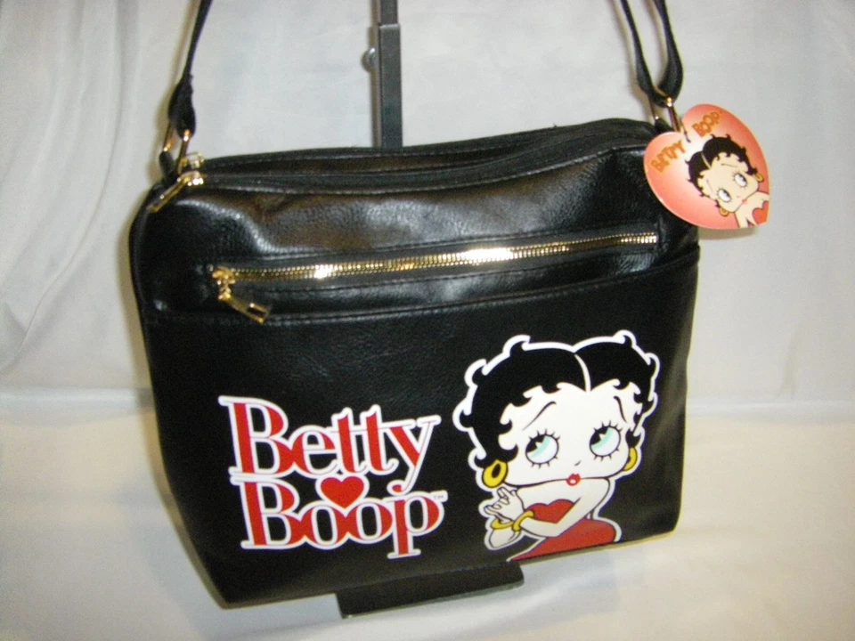 Betty Boop Double Entry Crossbody Bag Medium Black Multi New Sealed - Image 2 of 4