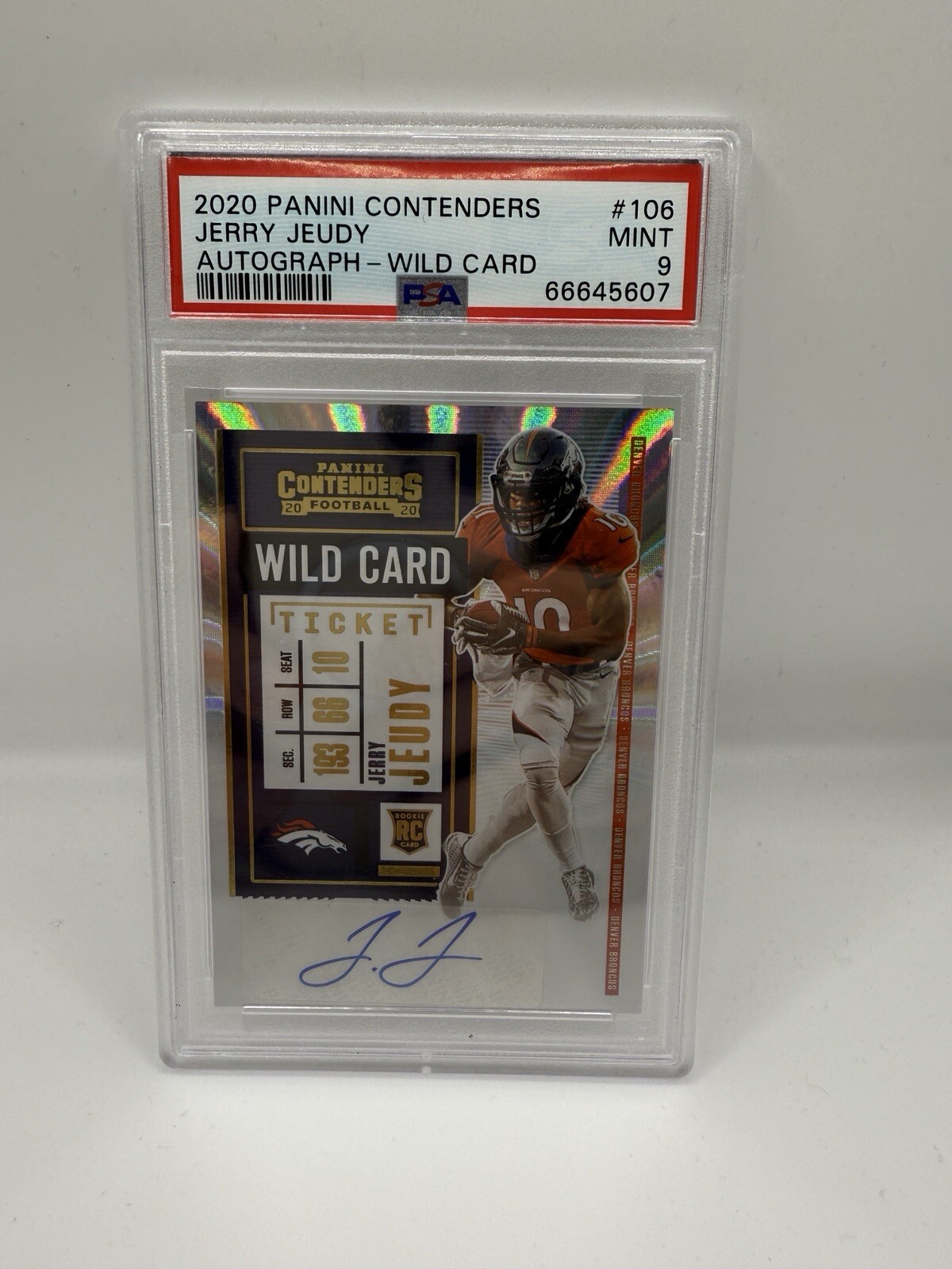 Jerry Jeudy 2020 Panini Contenders Wild Card Rookie RC AUTO #106 PSA 9