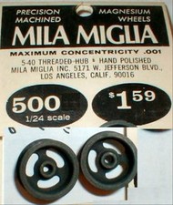 Mila Miglia 1 Pair Deep 3 Slot Magnesium Slot Car Wheels 500 1960s NOS 1/24