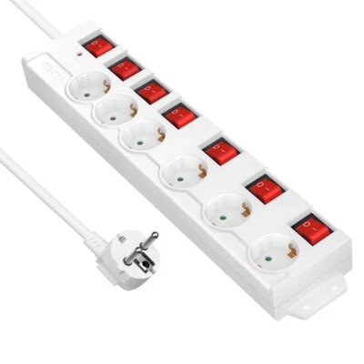 DEWENWILS Steckdosenleiste Einzeln Schaltbar, 6Fach Steckdosenleiste 90° Gedreht