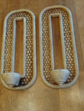 VINTAGE HOMCO FAUX WICKER CANDLEHOLDER WALL SCONCES LOT OF 2