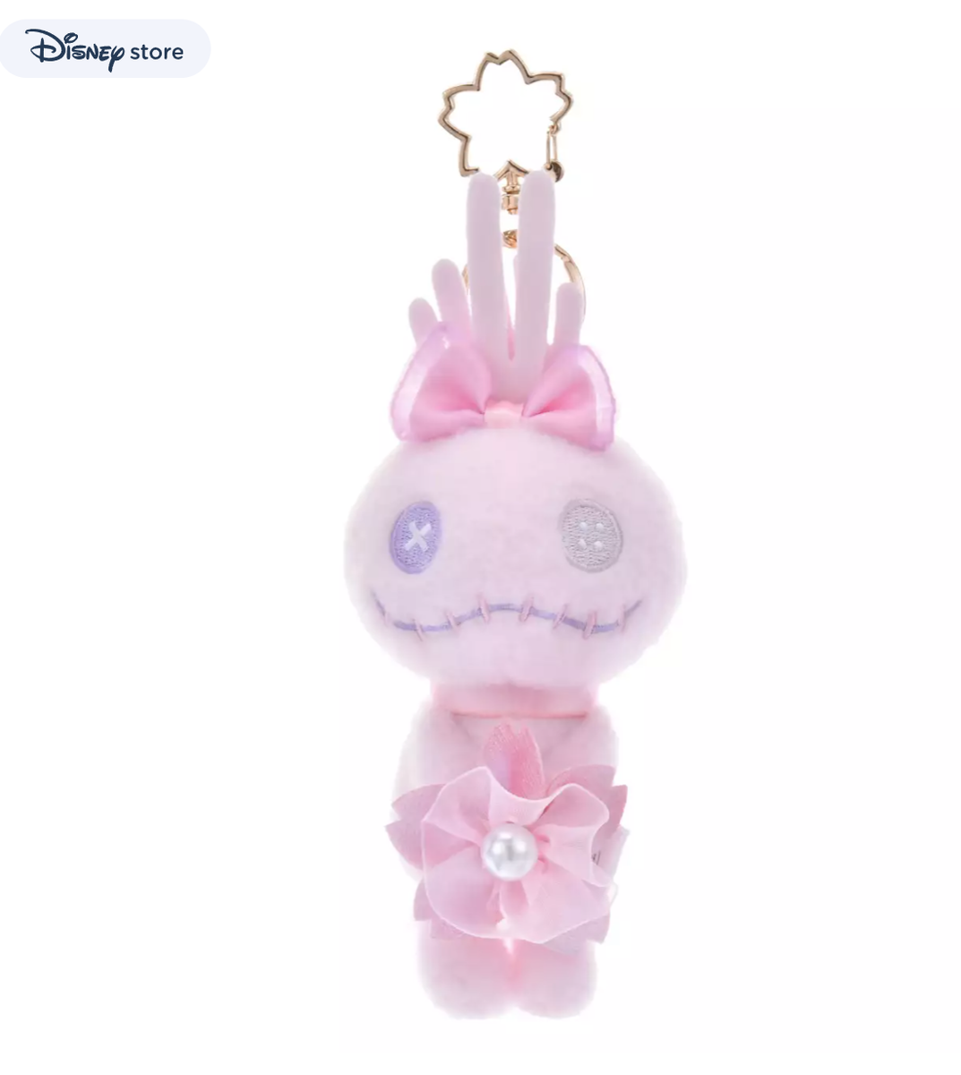 Japan Tokyo Disney Store Scrump Plush Toy Key Chain SAKURA Stitch