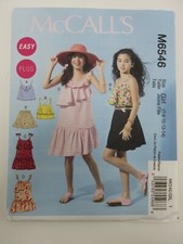 McCall's Sewing Pattern Girls' TOP DRESS SHORTS M6546 Size 7-8-10-12-14 UNCUT
