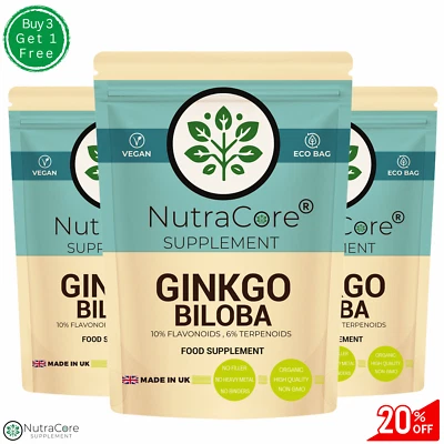 NUTRA CORE Ginkgo Biloba Capsules 5000mg (300mg Terpenoids)-Effective Memory Support-Vegan