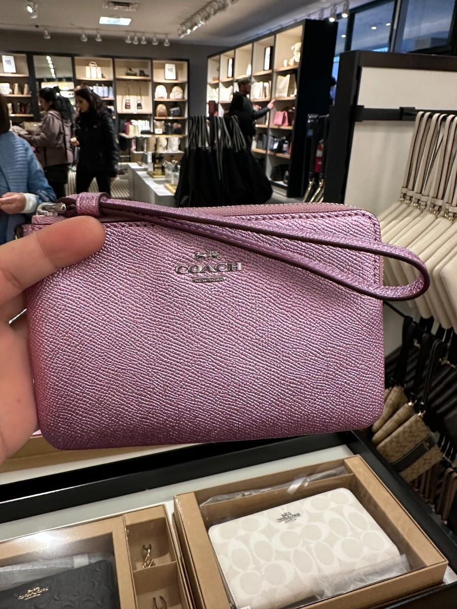 Coach Corner Zip Wristlet Metallic Leather CP439 NWT | eBay