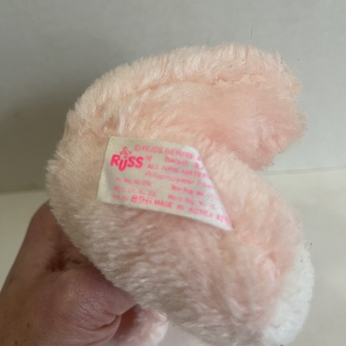 Peluche sonaglio elefante bambino Russ vintage Corea 6" rosa peluche - Foto 2 di 9
