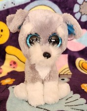 TY BEANIE BOOS Whiskers The Schnauzer Dog 6" Plush Animal Doll