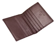 GNEUINE LEATHER ULTRA SLIM CREDIT CARD HOLDER MINI CARD CASE WALLET 105-BROWN