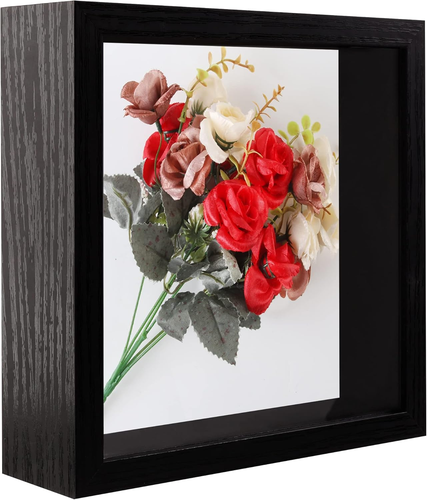 8X8 Shadow Box Frame Display Case - Black Wood Memory Box, 1 Pack