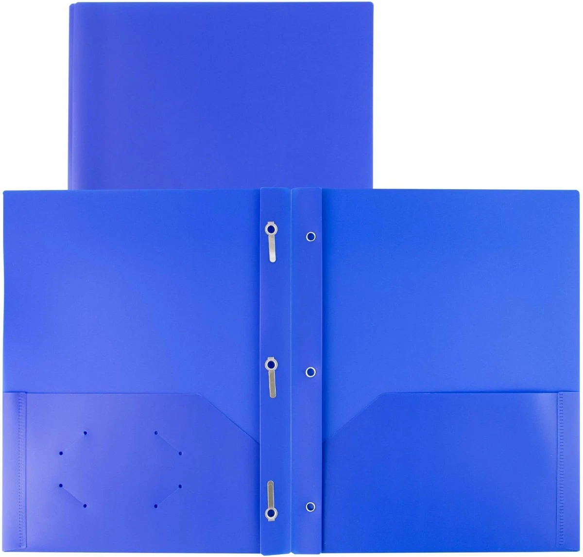 Plastic Pocket Folders with Prongs 2 Pack Blue 2 Pocket 3