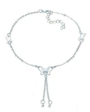 NEW WOMEN'S SILVER-TONE PLATED ADJUSTABLE BUTTERFLY CHAIN ANKLE BRACELET  