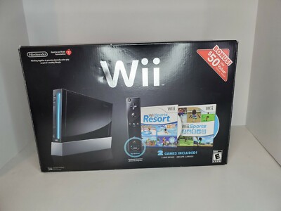 Nintendo Wii Black Console RVL-001 with Wii Sports & Resort Nintendo Wii Black Console RVL-001 with Wii Sports & Resort