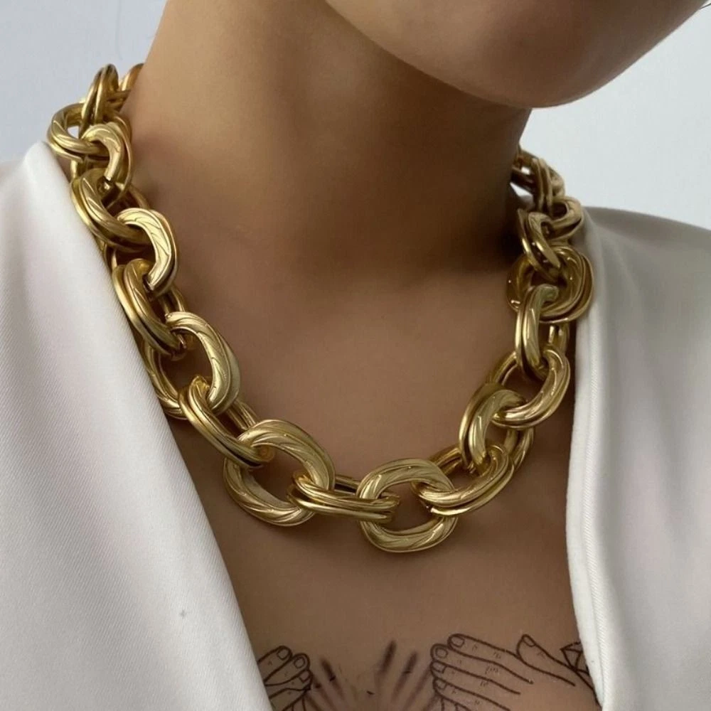 Thick gold 2024 chain choker necklace