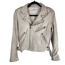 Iro Jakarta Lamb Leather Asymmetrical Zip Moto Biker Jacket Cream 38 Us 6/medium