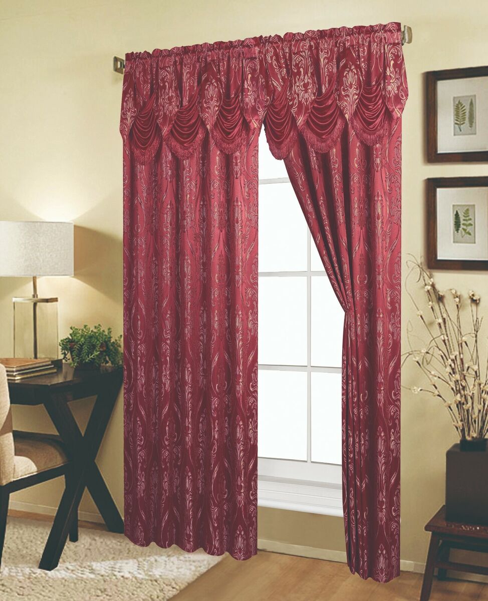 descuento Ups prima Embossed Rod Pocket Window Curtain Panel and Valance, 81027 | eBay