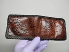 Vintage Hand Tooled Leather Stitched Wallet with Custom Van & Mountains Design 