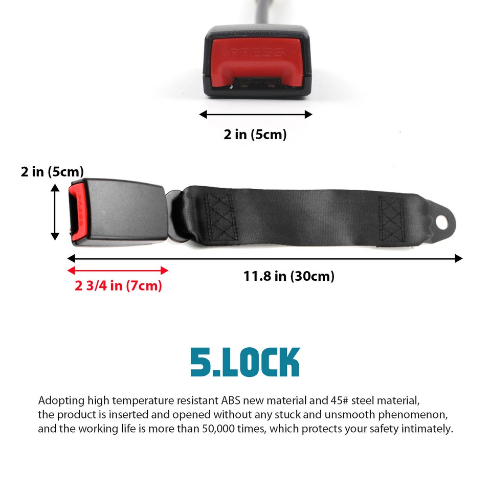 2PCS 3Point Retractable Adjustable Safety Seat Belt Straps Car Vehicle