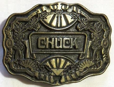 Vintage Belt Buckle 1980's Mens Name Chuck Made By Oden Inc