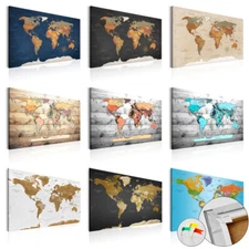 World Map Pinboard Cork Board Canvas Print Wall Art Picture Home k-C-0048-p-b