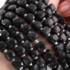 3 Strand Black Onyx Cube Briolette, Faceted Gemstone Beads, jewelry making suppl