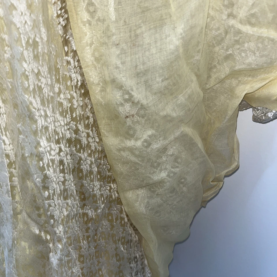 Vtg 50s Prom Dress Small Yellow Lace Corset Strapless Long Midi Length - Image 3 of 4