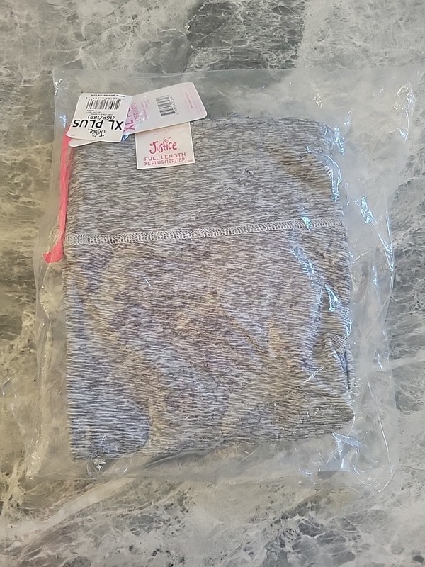 NWT JUSTICE Full Length Legging Marbled Gray XL PLUS 16P/18P