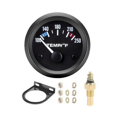 ANFTDCO Car Water Temp Gauge, 2 Inch 52mm 100-250  Temperature Black 