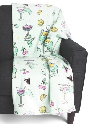 Envogue Summerween Cocktail Martini Ghost Eye Cherry Olive Witch Throw Blanket