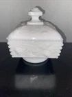 Vintage Westmoreland White Milk Glass Beaded Paneled Grape Candy Dish w/ Lid