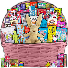 Pink Easter Basket for Kids and Adults (45ct) - Already Filled Easter Gift Baske