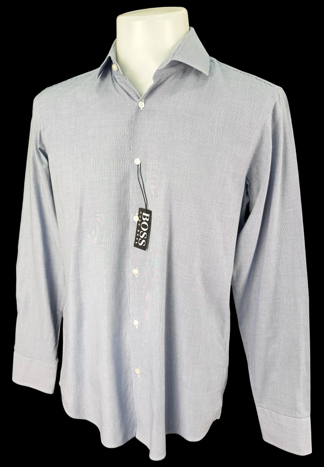 BOSS HUGO BOSS Mens Blue L/S EVENING SHIRT Regular Fit - 15.5" - M - 46" - £129 thumbnail 8
