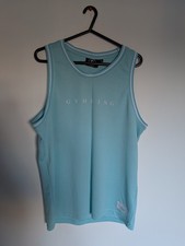 Gym King Vest Mens Size Large Teal Blue Embroidered Sleeveless 100% Polyester