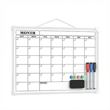 Monthly Whiteboard Calendar for Wall, 16" x 12" Small Hanging Dry Erase Boa...