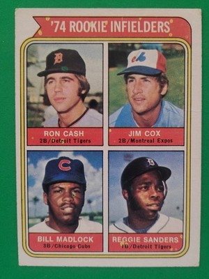 1974 Topps #600 Rookie Infielders Bill Madlock, Ron Cash, Jim Cox, R. Sanders EX