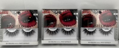 KISS Lash Drip, 3D Drama False Eyelashes, 85725 DRENCHED, 3 Pack - Brand NEW!