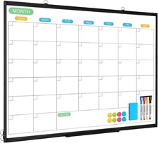 Dry Erase Calendar Whiteboard for Wall, 36" x 24" Double-Sided Monthly Calendar